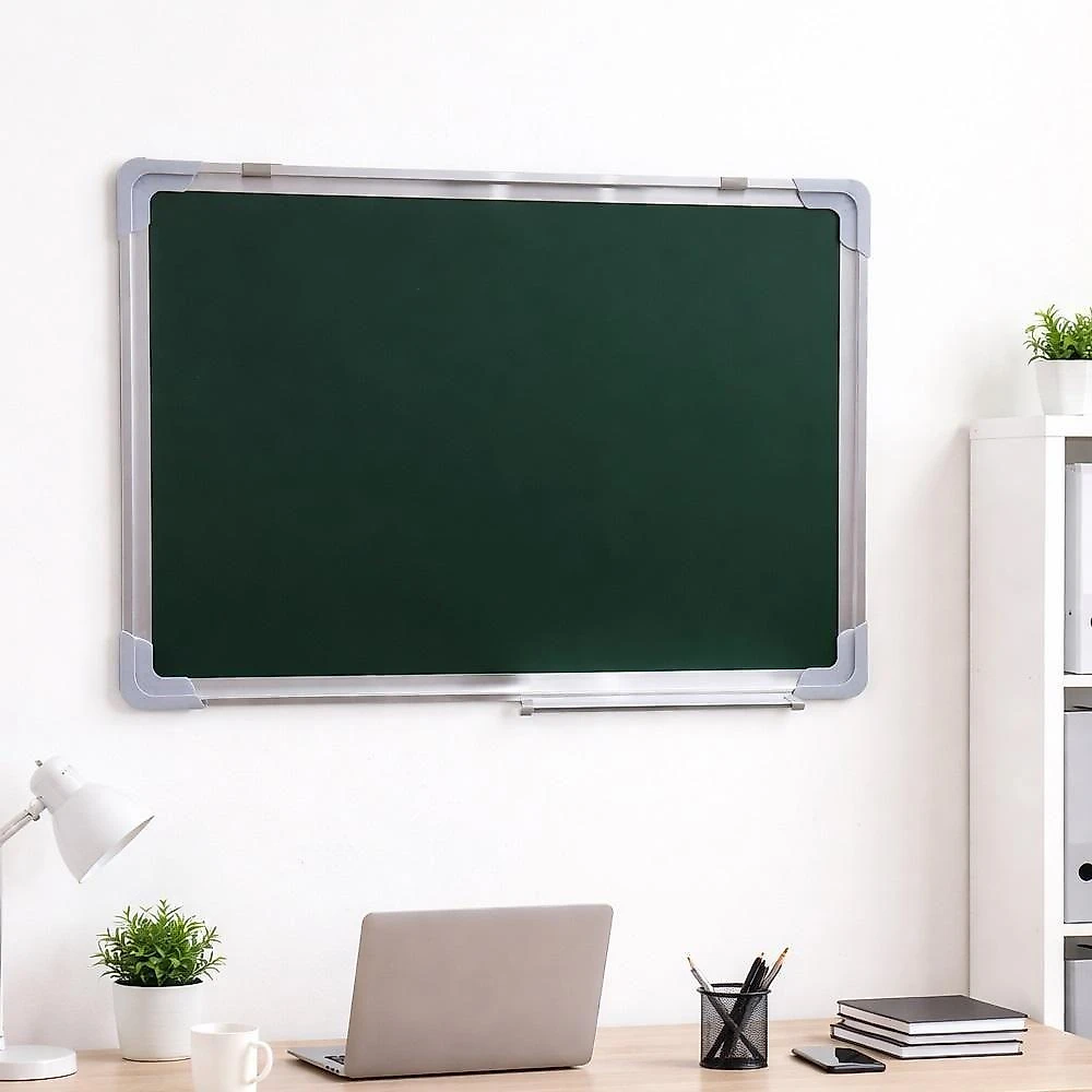 Quadro Branco e Verde Magnético 2 em 1 Yeet 34x50cm com Moldura de Alumínio Branco