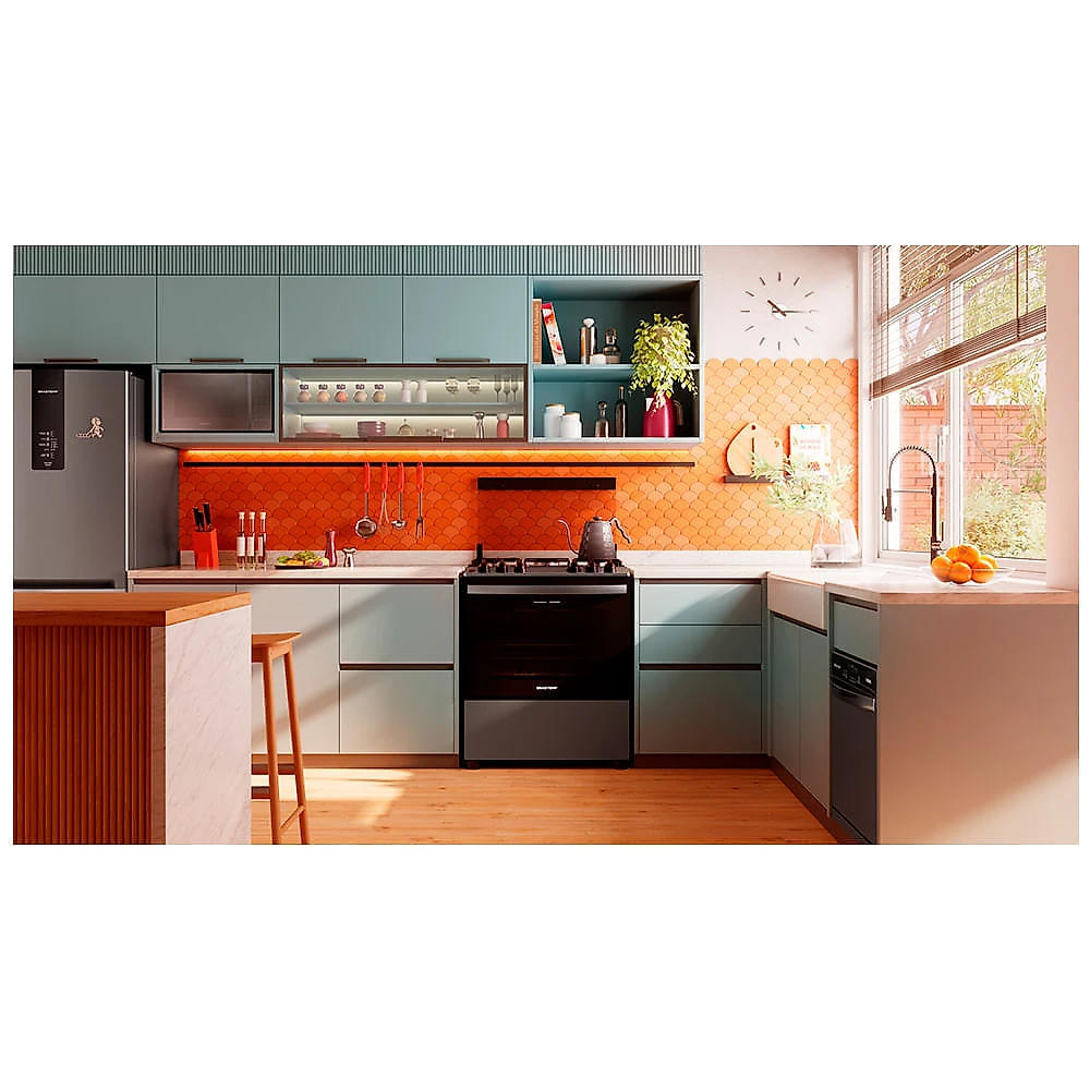 Fogão de Piso Brastemp de 05 Bocas com Turbo Chama e Grill Inox - BFS5GDR 110