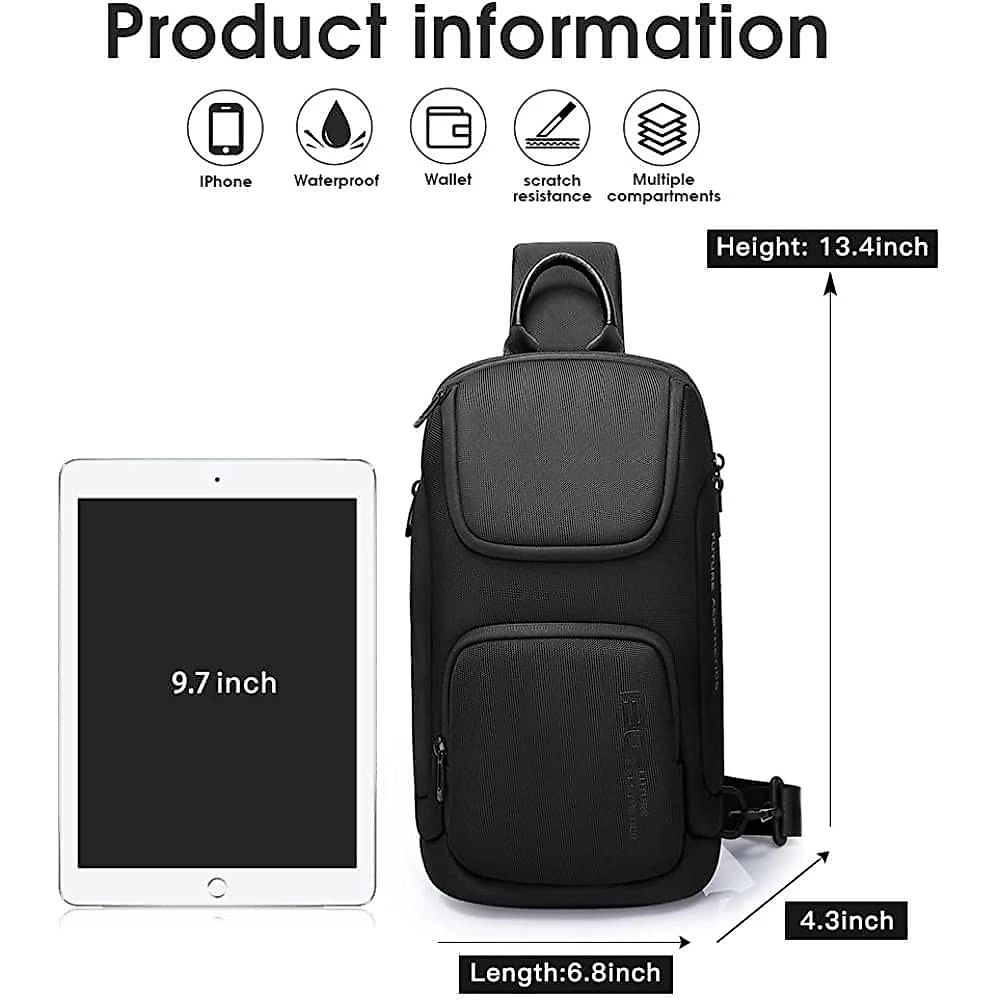 BANGE Mochila para Laptop 24 cm À prova DÁgua Preta