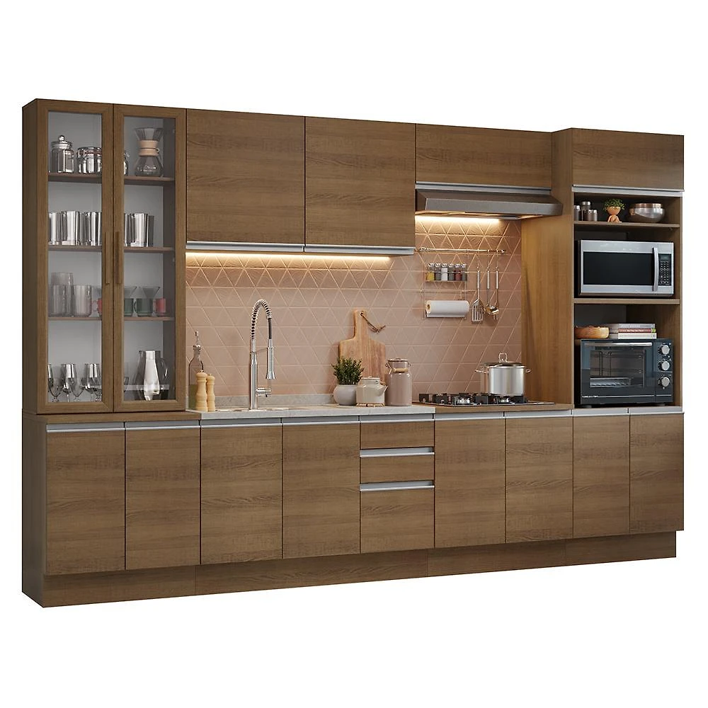 Armário de cozinha completa 340cm rustic glamy madesa 01