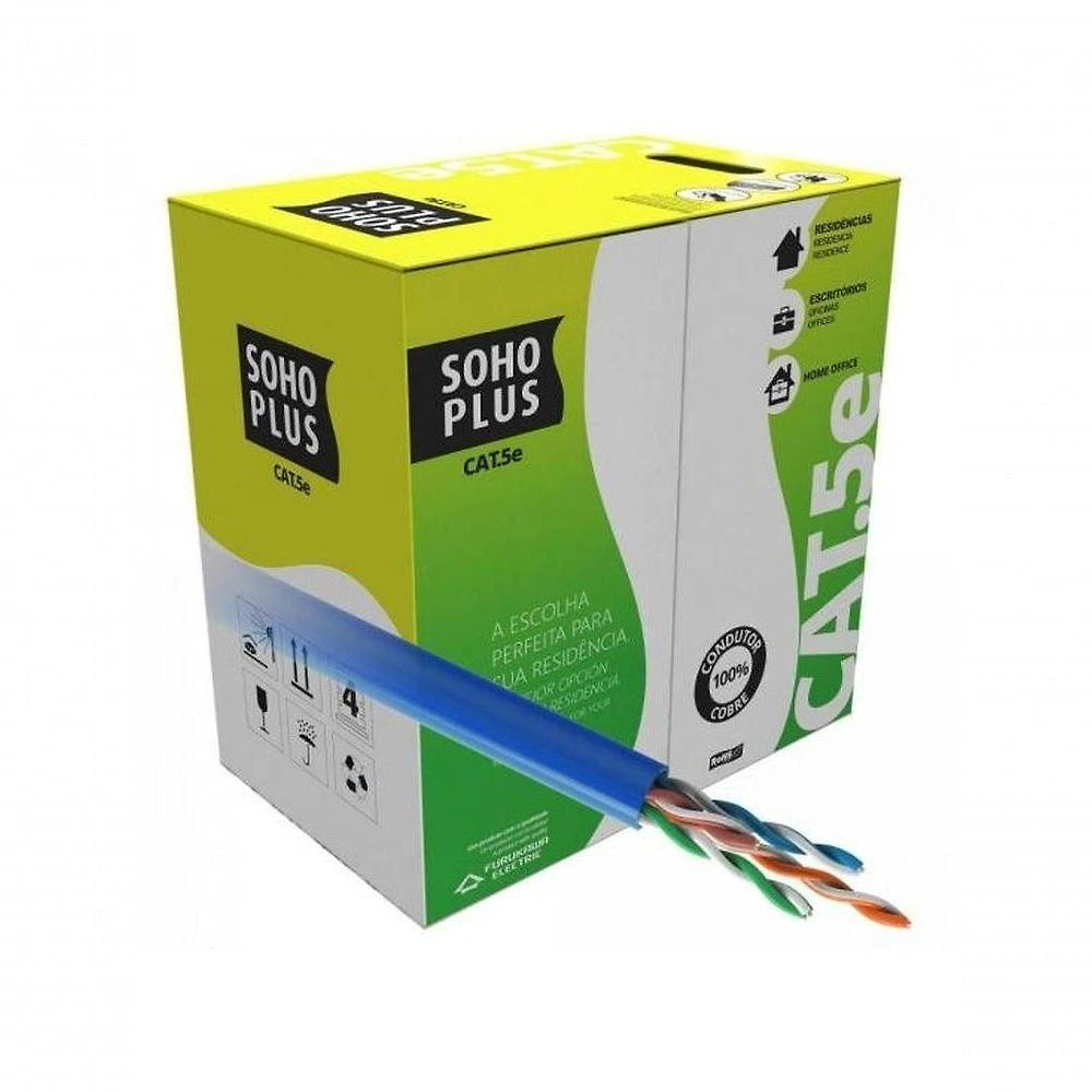 Cabo de Rede Sohoplus CAT.5e U-UTP 4 Pares Trançados Azul Furukawa