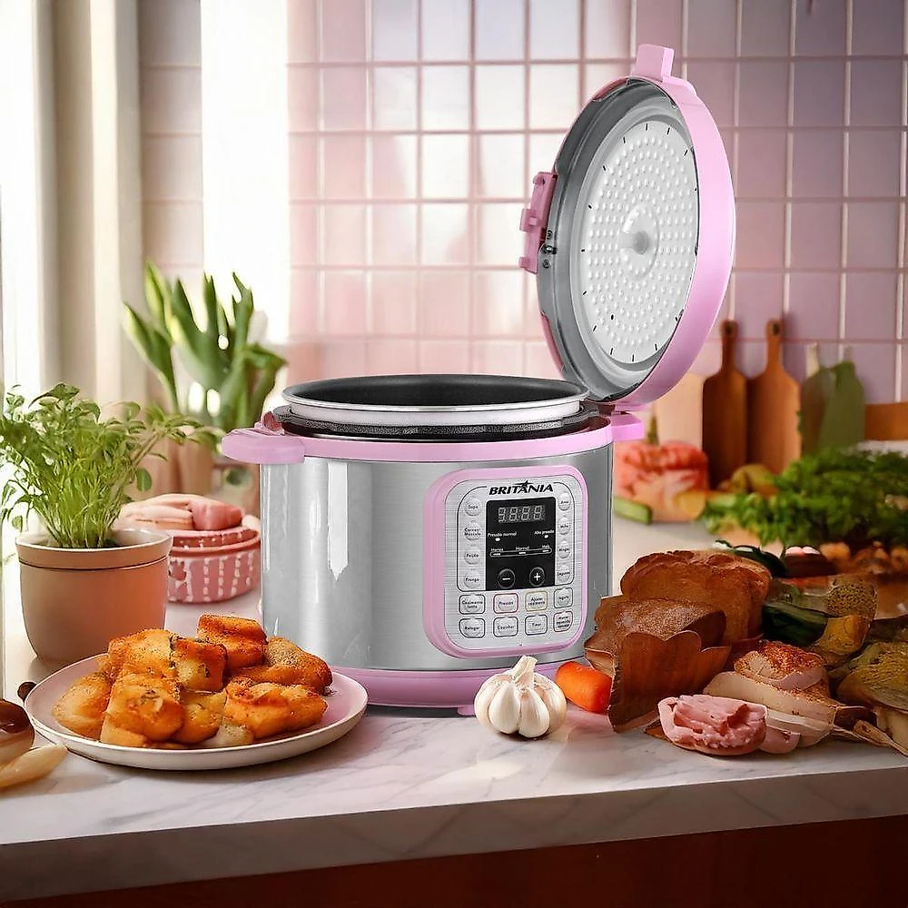 Panela de Pressão Rosa Britânia 5L Digital 11 Funções BPPE05 110V