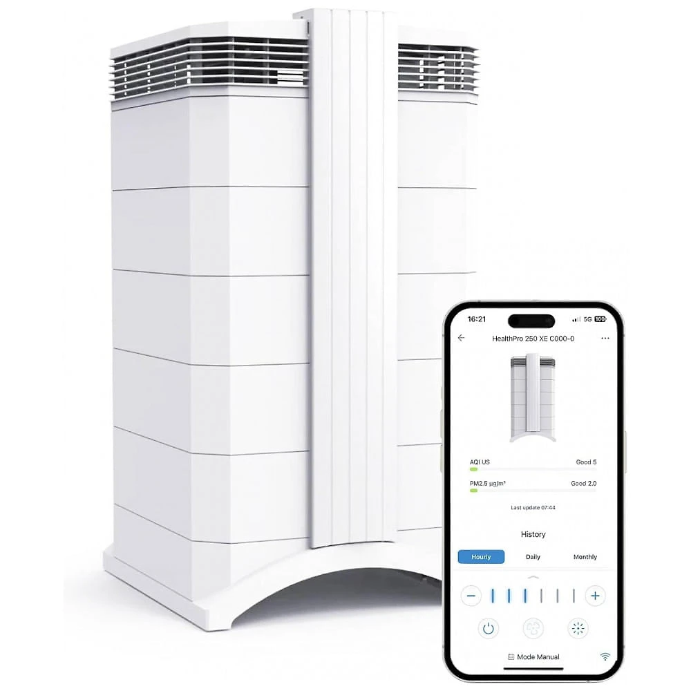 Purificador de Ar IQAir HealthPro Plus XE com Tecnologia Smart HyperHEPA para Grandes Ambientes de até 105m² - Fumaça, Vírus, Alergênicos, Asma, Mofo,
