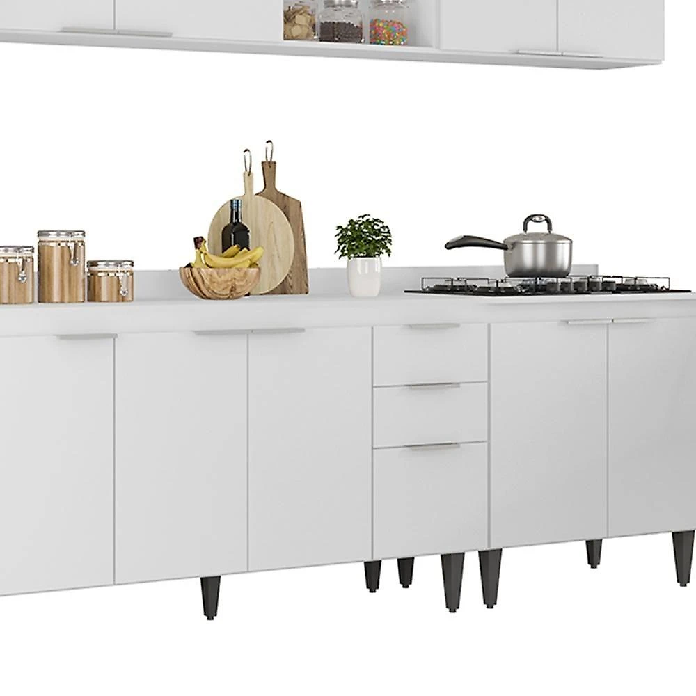 Armário De Cozinha Com Tampo Cp05 290cm Pérola Branco Z34 - Mpozenato