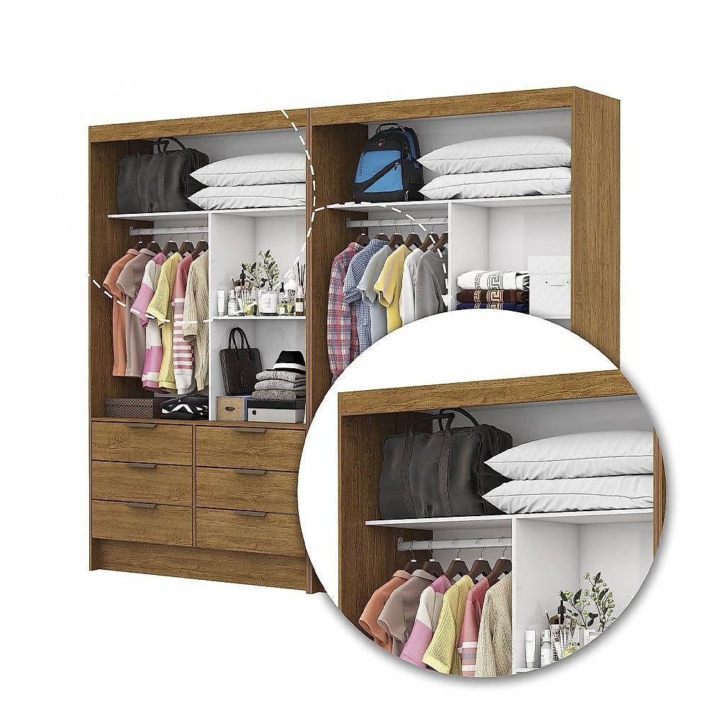 Closet Casal Sevilha 4 Portas Premium 12 Gvts Carioca Móveis Cinamomo