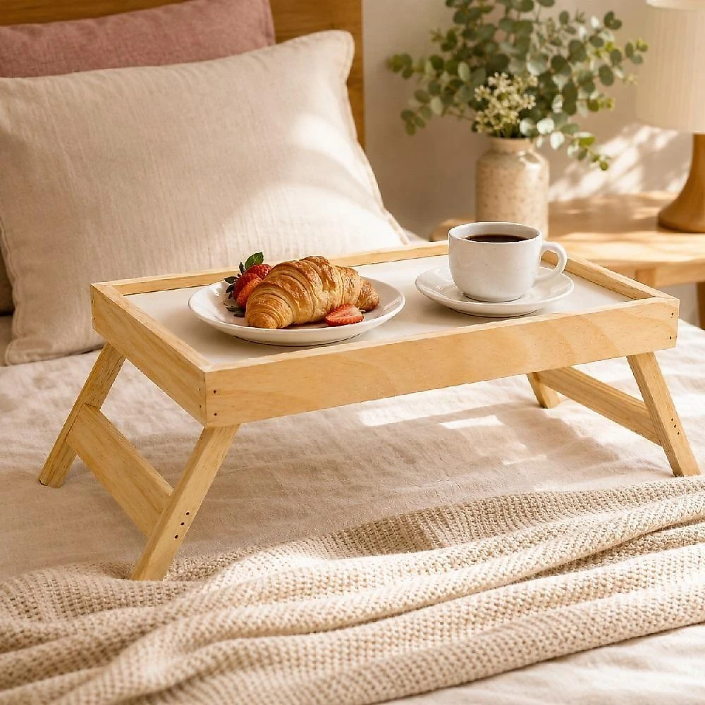 Bandeja Mesa de Café da Manhã Pés Dobráveis Madeira Pinus e MDF Amadeirado