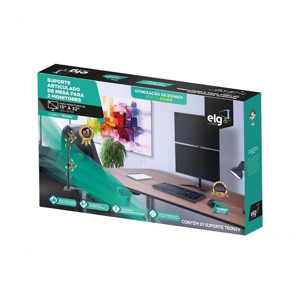 Suporte Torre Para Monitor Articulado 15-32" Elg T80n2v