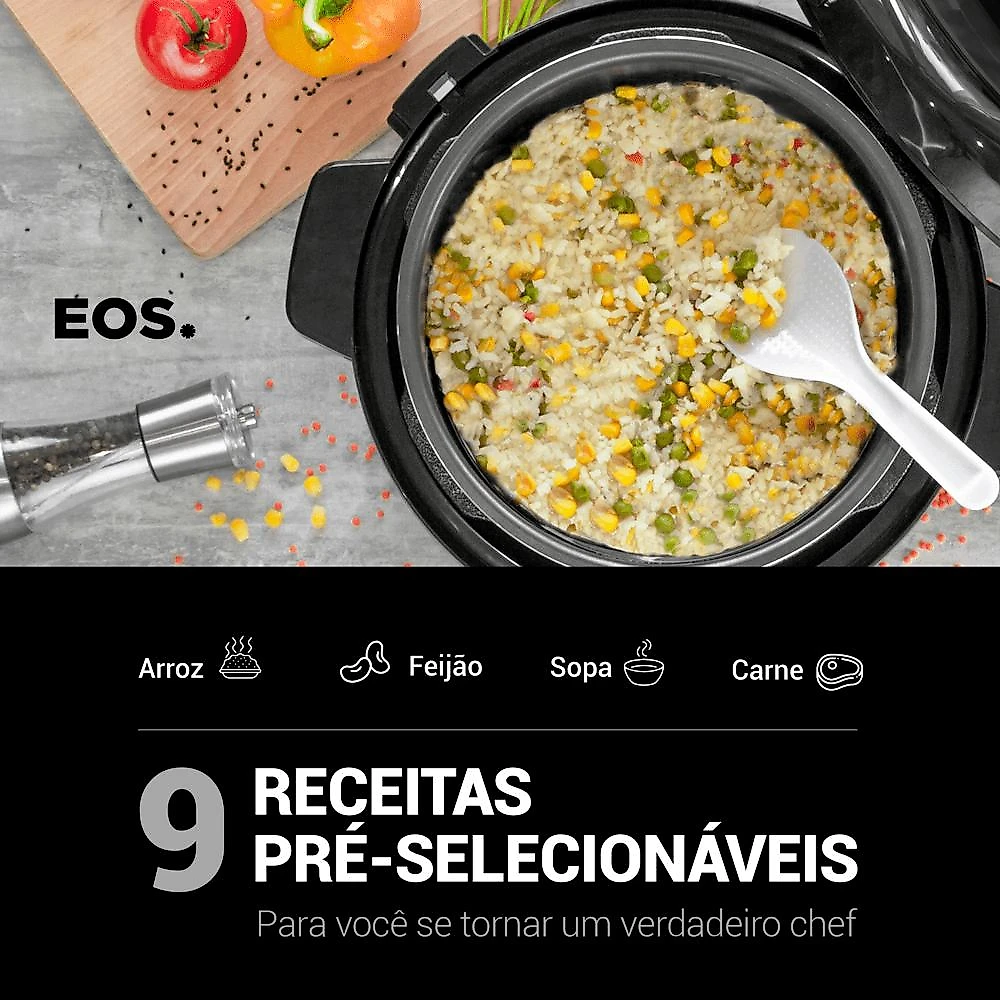 Panela de Pressão Elétrica EOS Multicooker 5L Titanium EPP50MT 110V Panela de Pressão Elétrica EOS Multicooker 5L Titanium 110V
