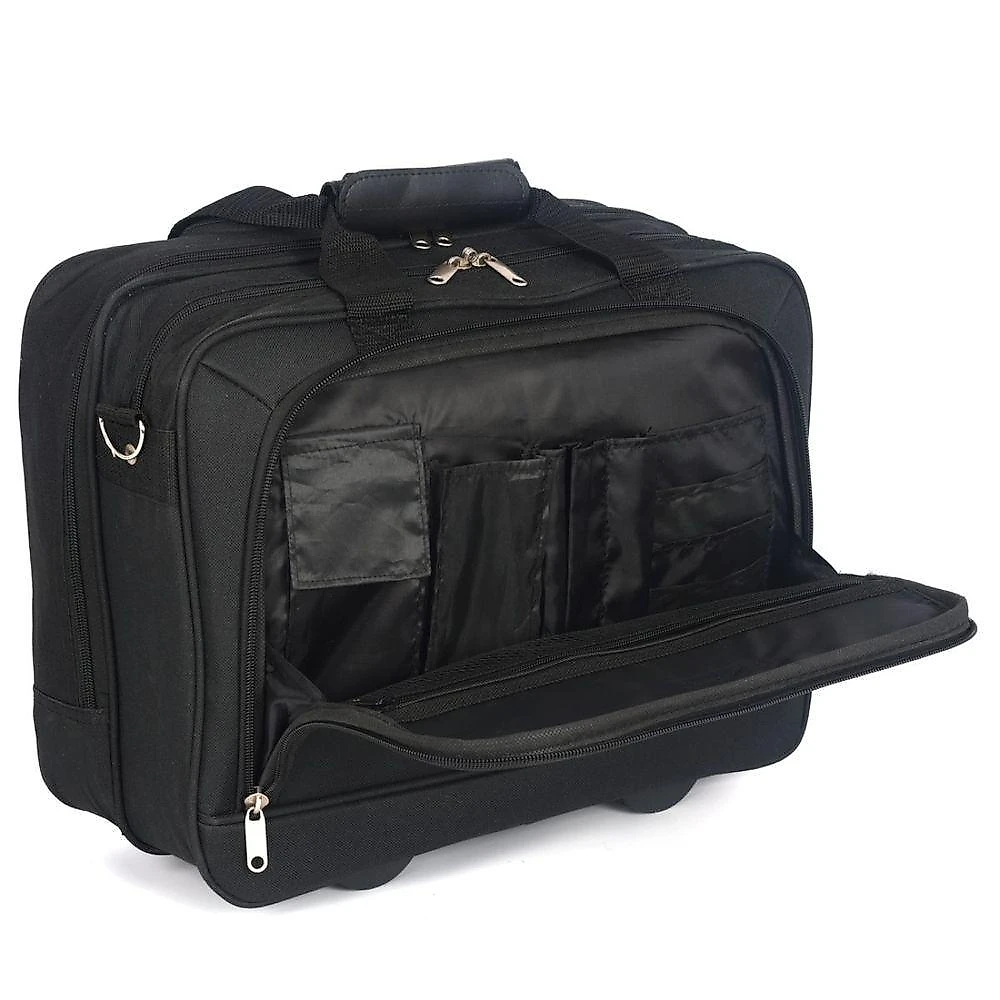 Pasta Piloto Notebook 18 30L Poliester Rodinhas e Compartimento Acolchoado Ziper Noronha Preto Polo