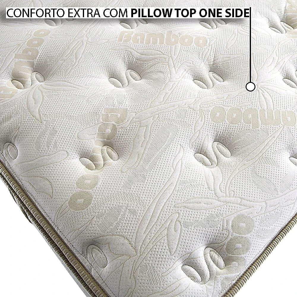 Cama Box Solteiro, Molas Ensacadas Herval Channel Bambu, 72x88x188 cm, com Colchão Auxiliar