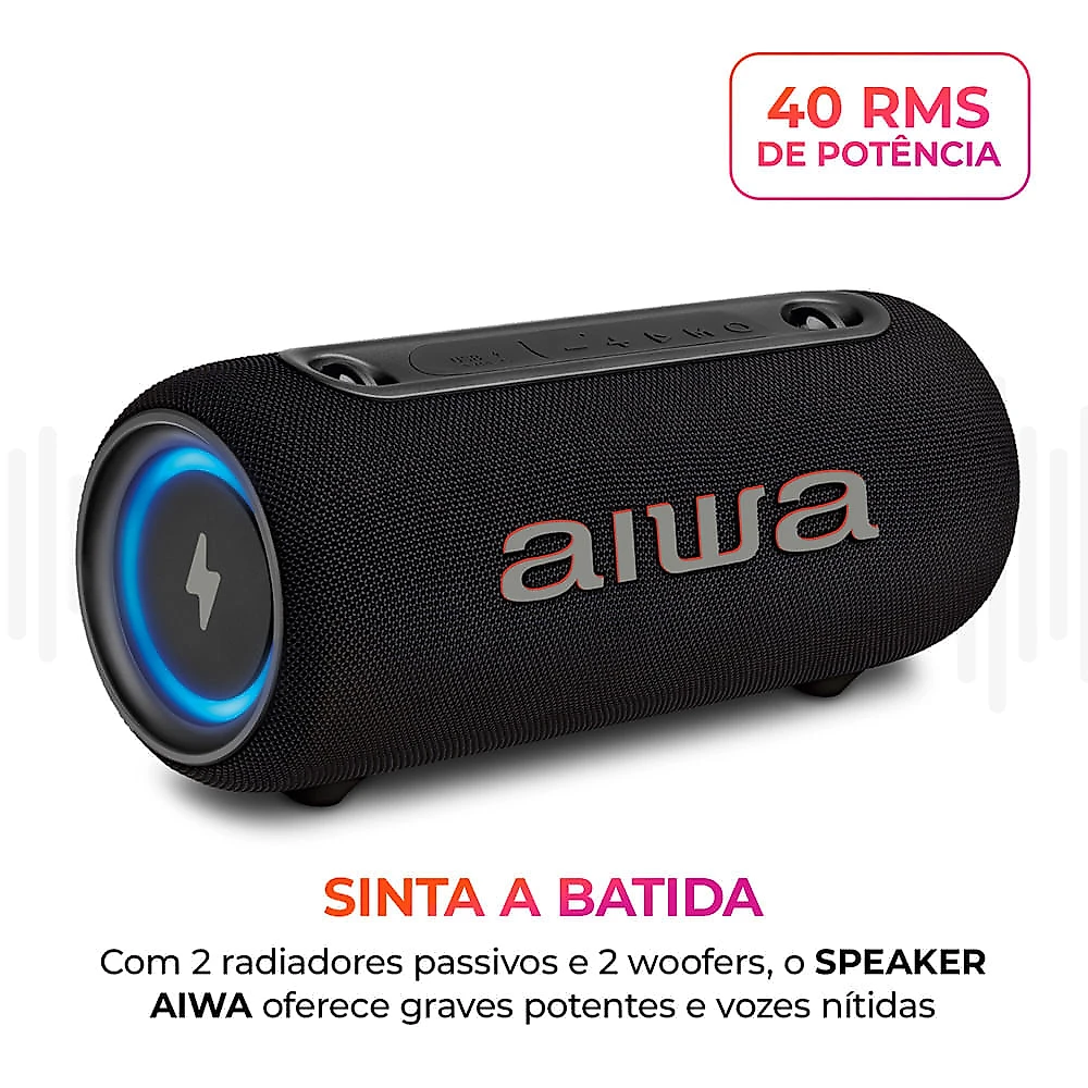 Caixa de Som Speaker AIWA SP-04-LB 40W Bluetooth IPX5 BIVOLT
