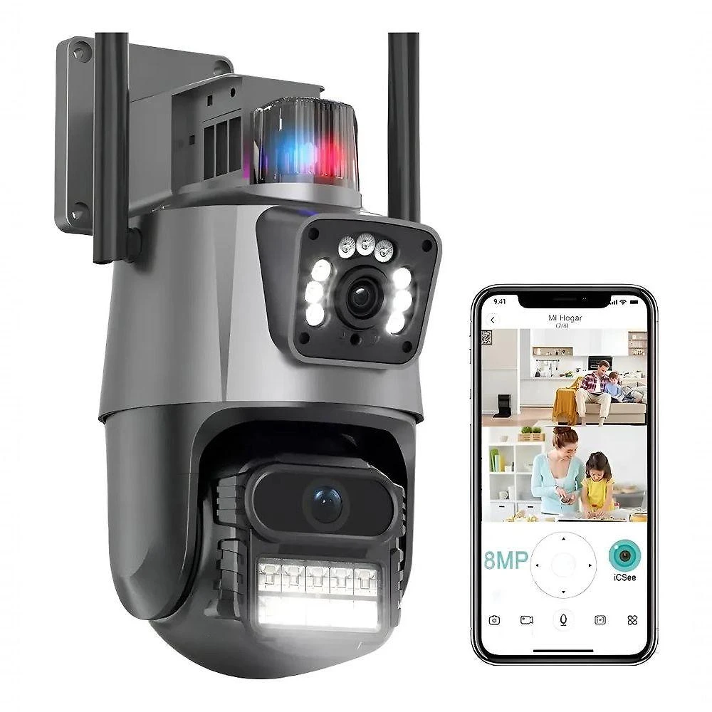 Câmera de Segurança Outras Marcas P11 4K 8MP PTZ 360° Wi-Fi Sirene Policial Cinza