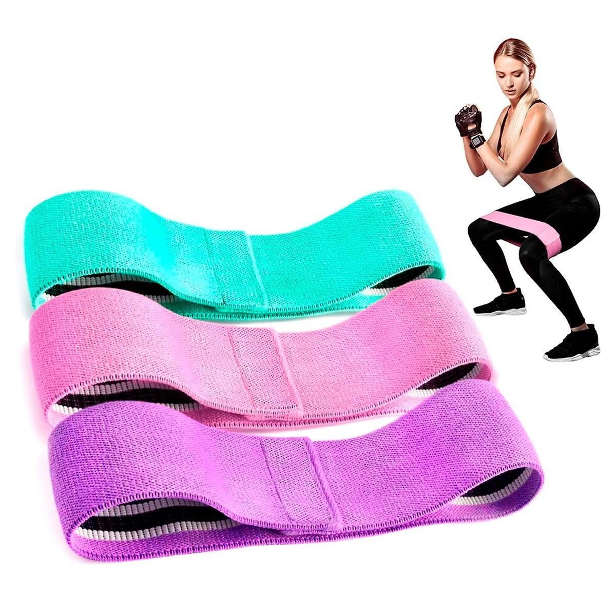 Miniatura Hip Band Kit 3 Faixas Elasticas Treino Gluteos Pernas
