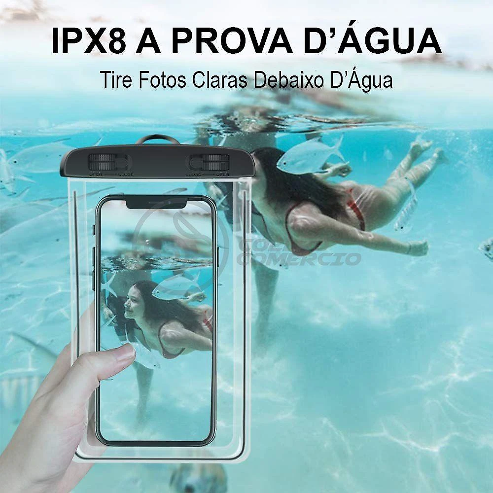 Capa Bolsa A Prova Dágua Impermeável Universal Para Celular - Preto
