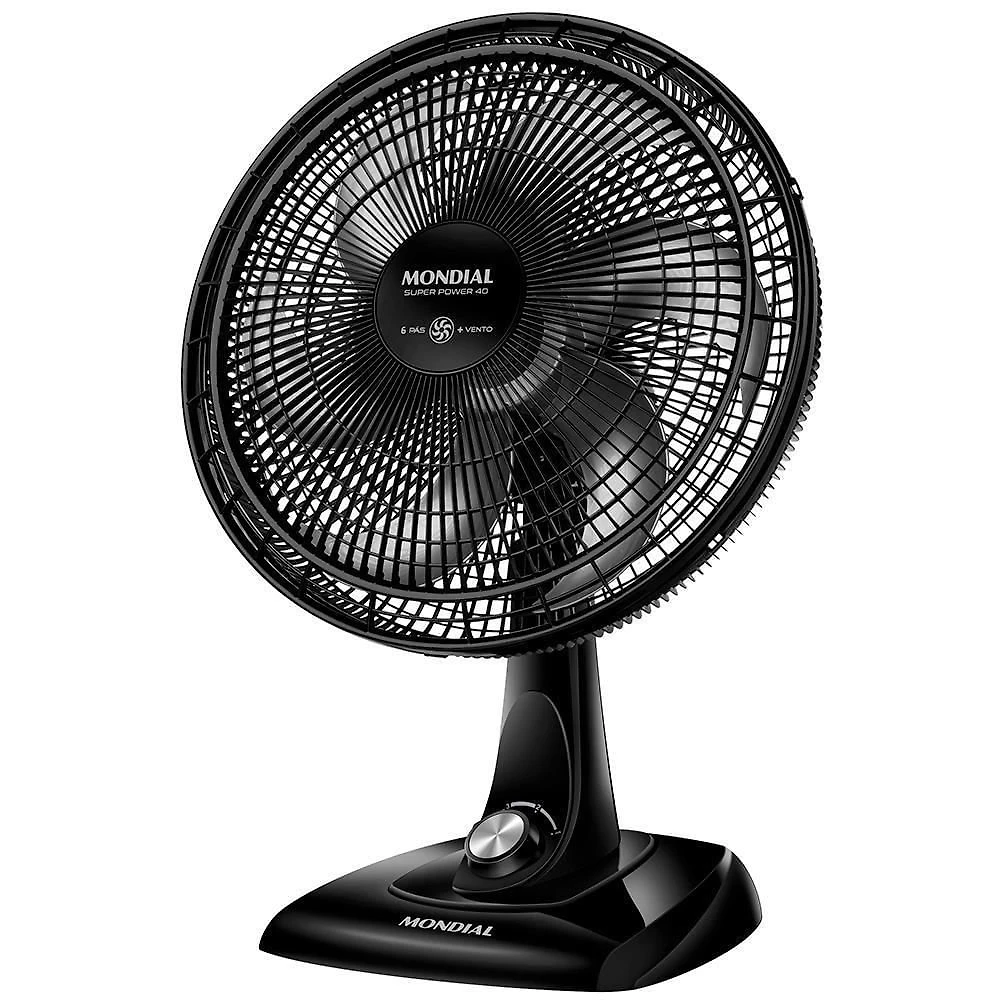 Ventilador De Mesa 40cm Mondial Super Power VSP-40-B 6 Pás 3 Velocidades Preto 110V