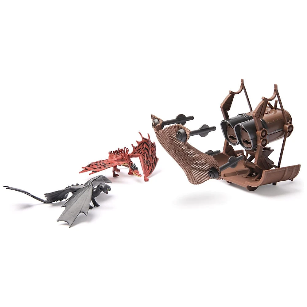 Kit com 5 Dragões Dreamworks Dragons - Como Treinar o Seu Dragão, com Lançador de Rede Hiccups Mangler - Brinquedo para Crianças a partir de 4 anos