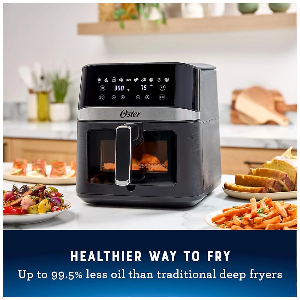 Air Fryer Digital de 5.6L com 10 Funções e Temporizador de 60 Min, 110V 1300W, Oster, Preta 110v