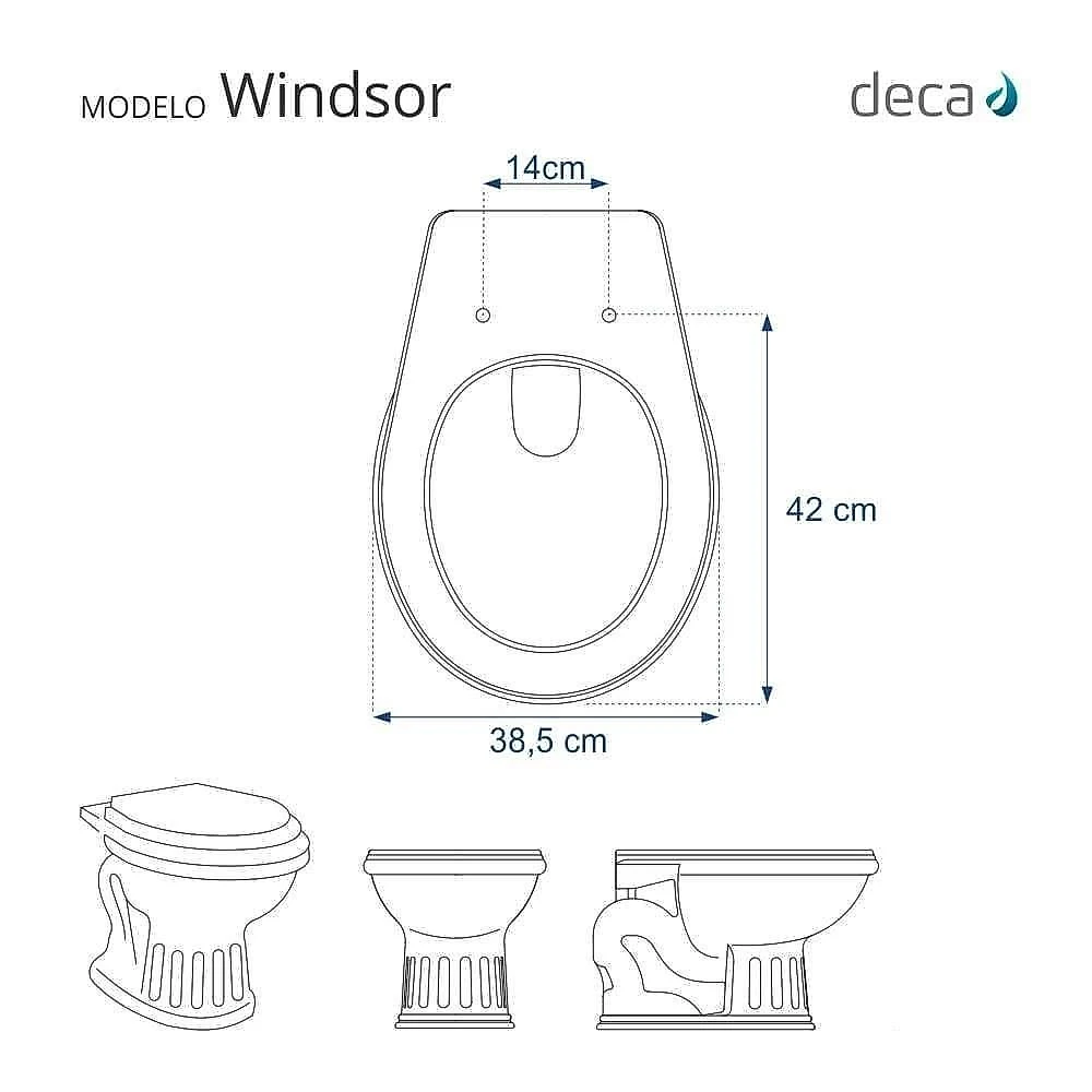 Assento Sanitário Soft Close Windsor ébano (preto) Para Vaso Deca