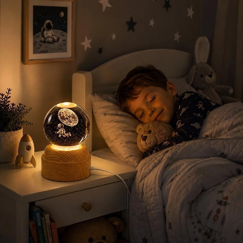 Luminária Infantil Astronauta Globo 3D com LED RGB Giratória Branco Yeet