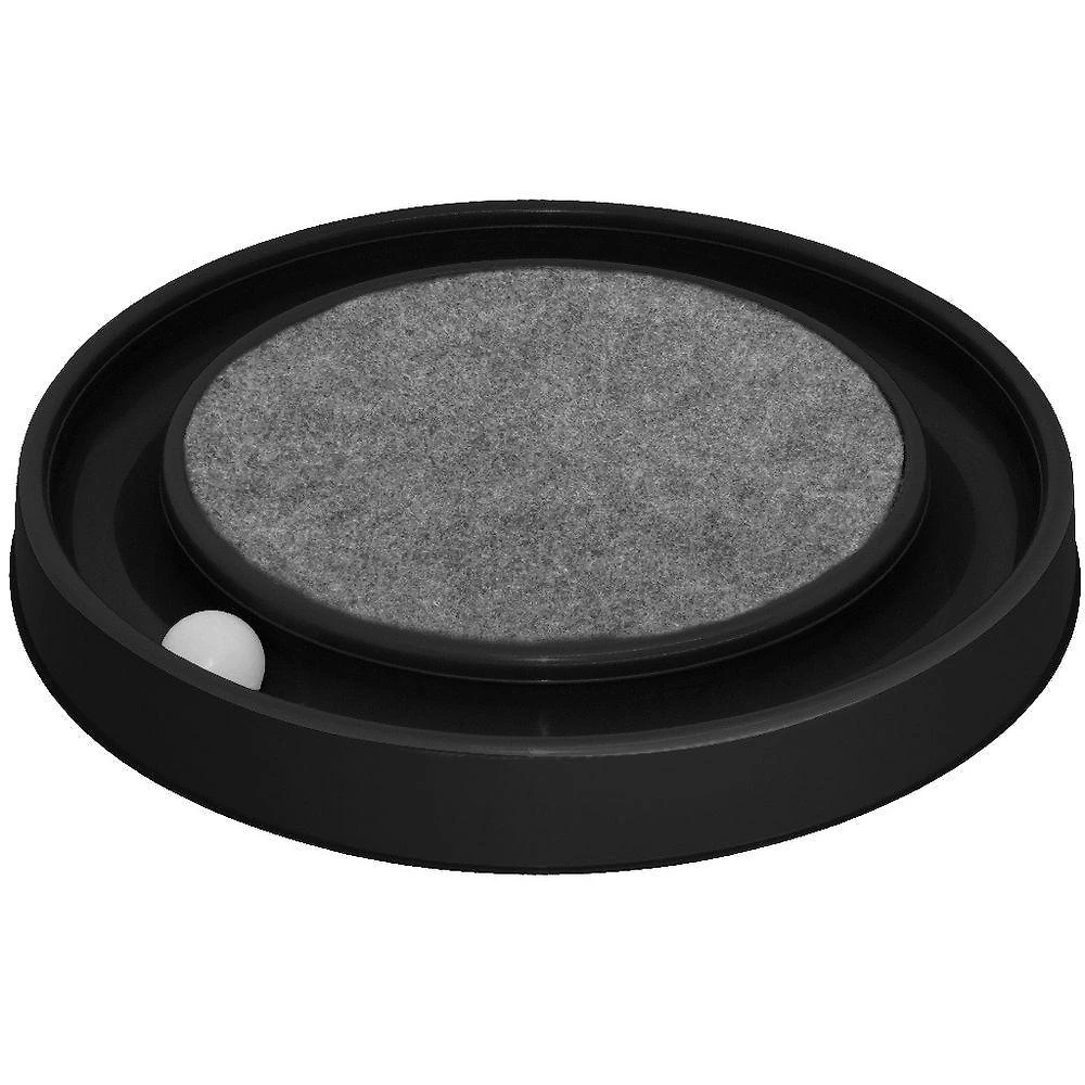 Arranhador para Gatos OEM Redondo Relax com Bolinha Miau em Polipropileno e Carpete Preto 35 e 5cm