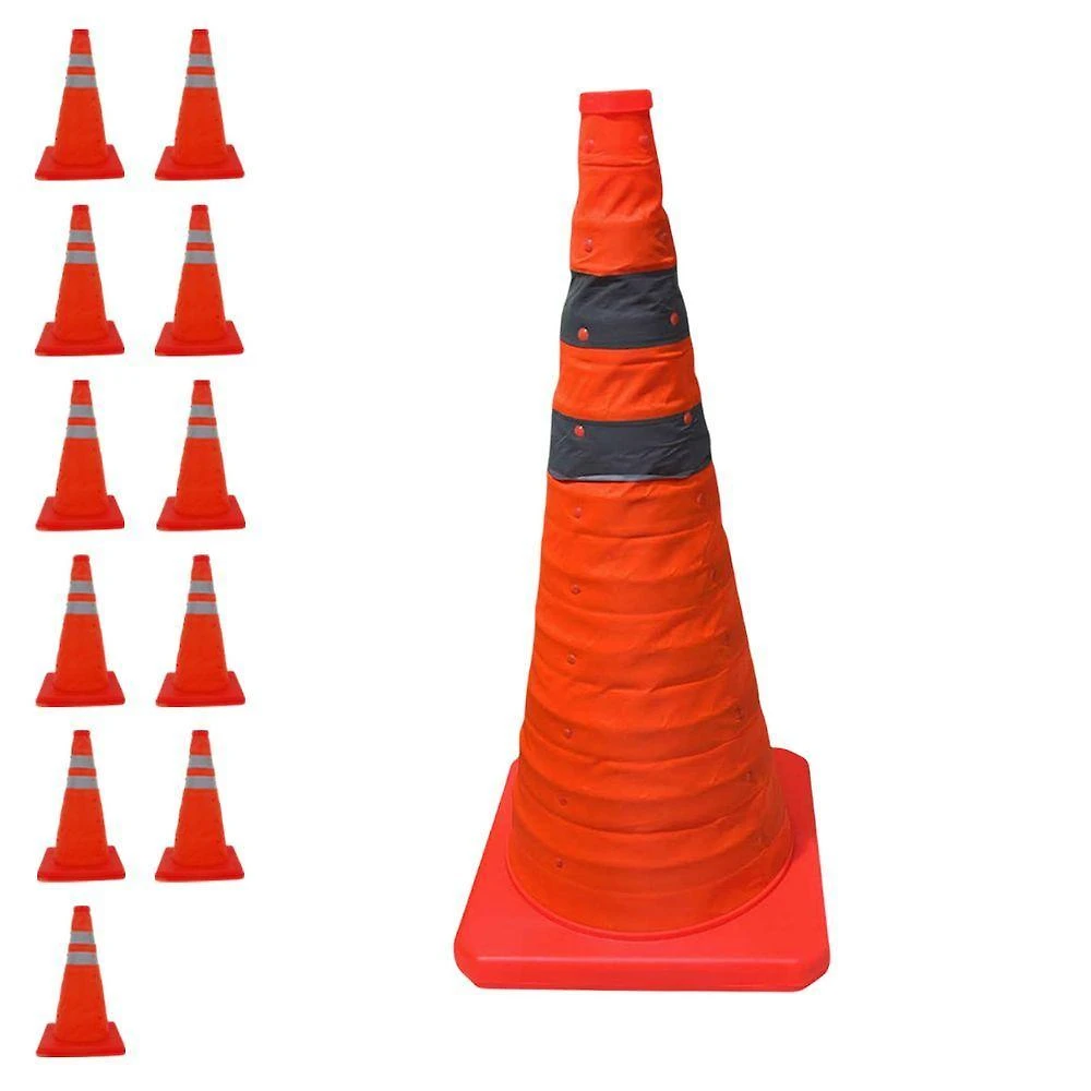 Kit 11 Cones Retráteis Portáteis SU-CONE2-1 Faixas Refletivas Laranja Leva Pra Casa