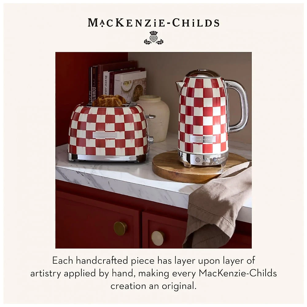 Torradeira 2 fatias MacKenzie-Childs Cherry Check vermelha e branca aço inox 850W 110V