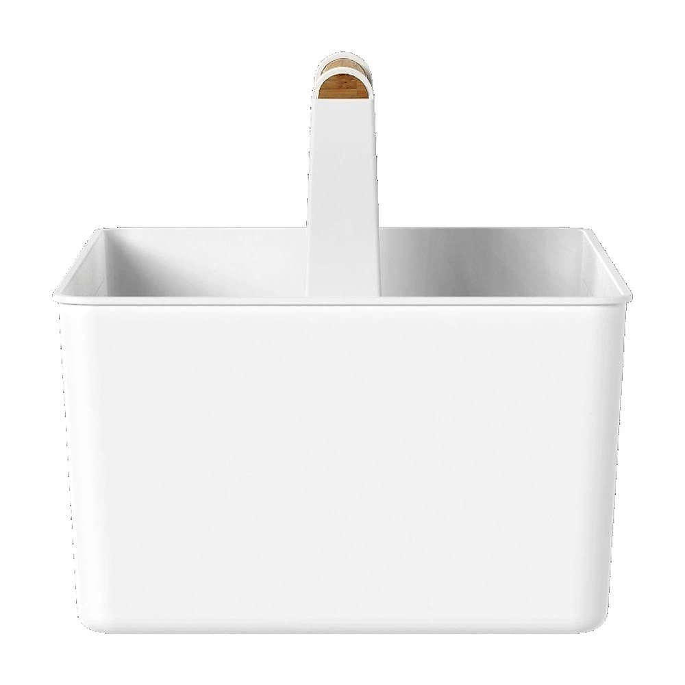 Organizador para Lavanderia Multiuso Flow 8L Polipropileno Alça Bambu Branco Ou