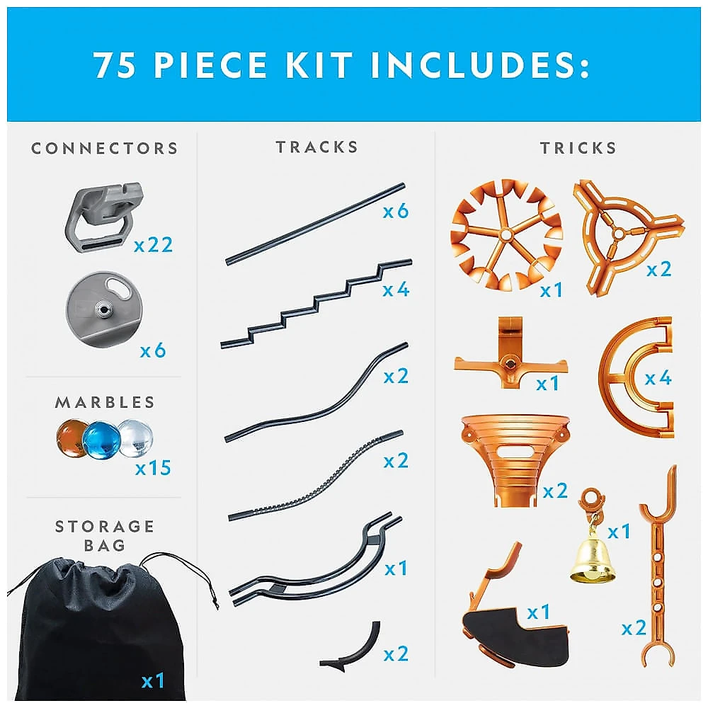 Marble Run Magnético 75 Peças – Brinquedo Educativo STEM, Kit de Engenharia para Crianças e Adultos, Presente Criativo, National Geographic