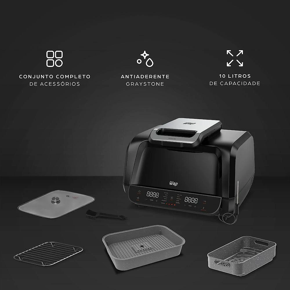 Fritadeira elétrica wap barbecue smoker digital 10l 220v
