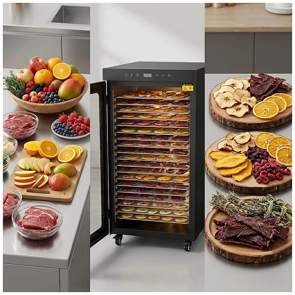 Desidratador de Alimentos CLIVIA Preto Comercial 24 Bandejas 1600W 110V