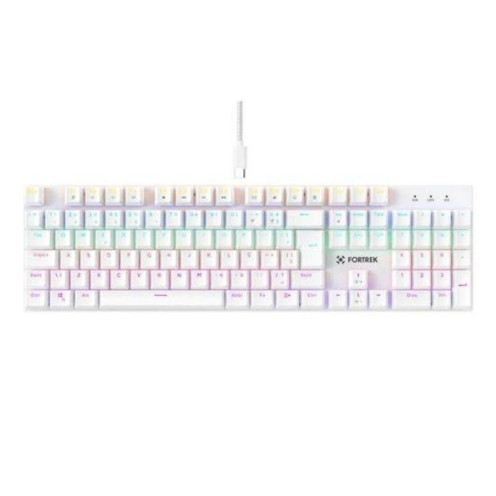 Teclado Gamer Mecânico Fortrek Gravity 100 Fullsized Switches Outemu Red Iluminação Rainbow Branco