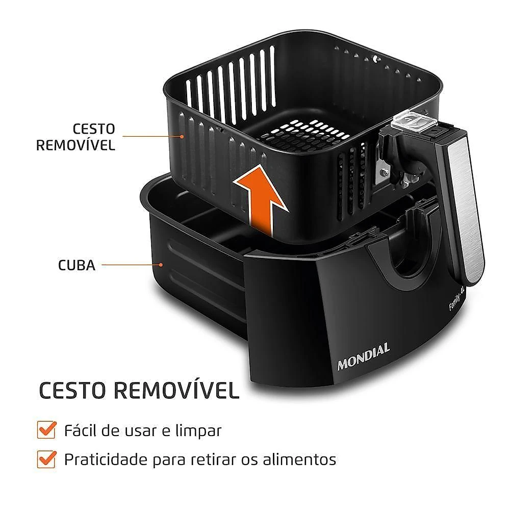 Fritadeira sem Óleo Air Fryer Mondial AFN-40-DI 4L Painel Digital 10 Funções Antiaderente 110V