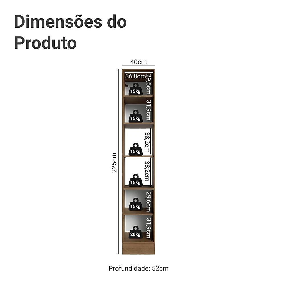 Paneleiro 40 Cm 2 Portas E 2 Nichos Rustic/branco Vik Madesa Rustic/branco