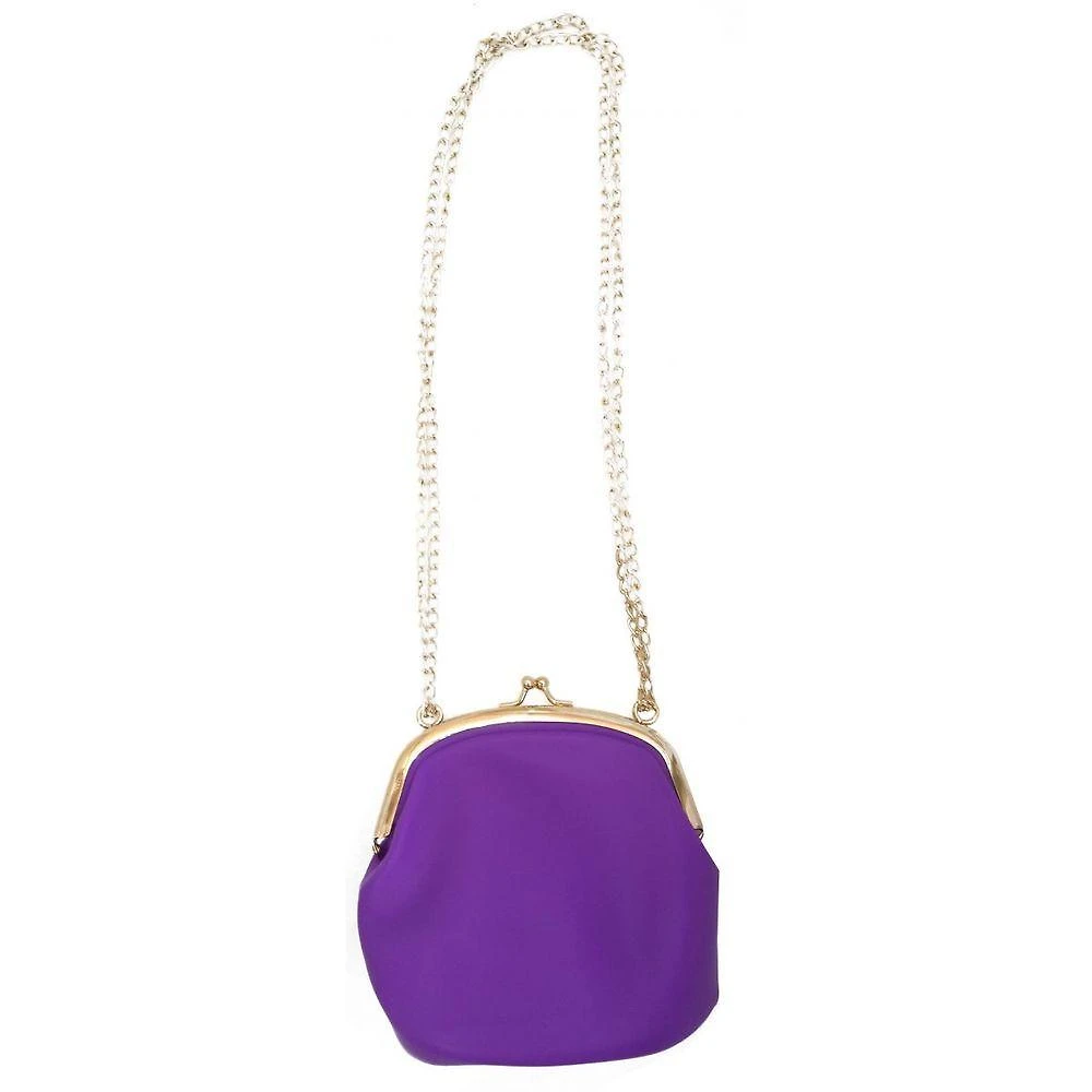 Bolsa Silicone Tiracolo Vintage Roxa Com Corrente Dourada