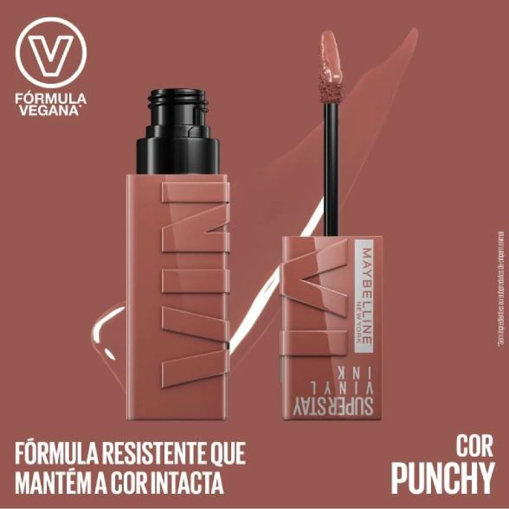 Miniatura Batom Líquido Longa Duração Maybelline Ny Super Stay Vinyl Ink Punchy 4.2ml