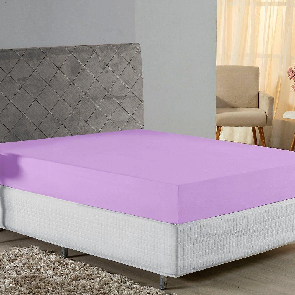 Lençol Com Elástico King Nobre 1 Peça 30cm De Altura Malha 100% Algodão - Lilás