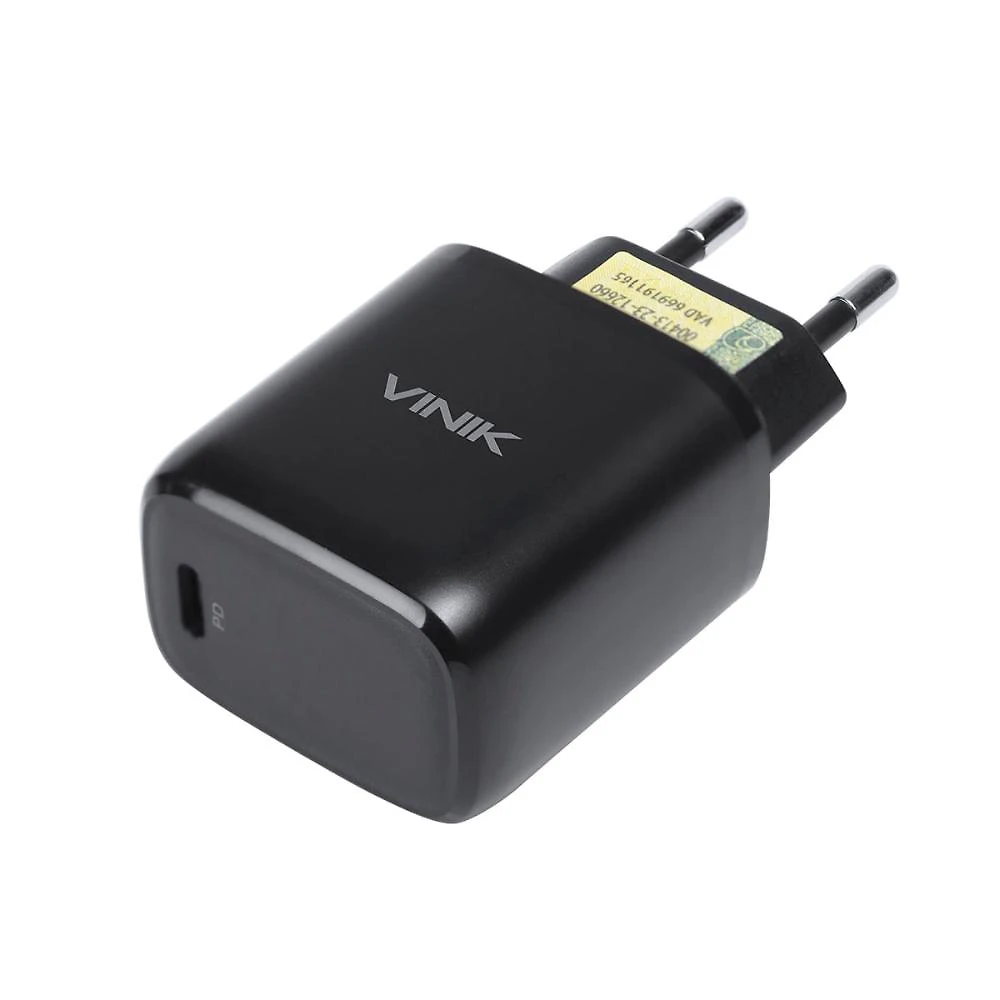 Carregador de parede 20w tipo c 12v preto vinik