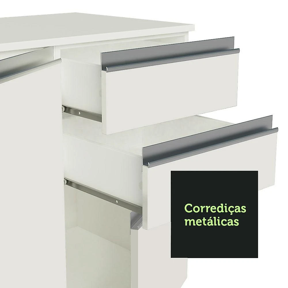 Armário de Cozinha Compacta 100% MDF 190 cm Smart Madesa 01 Branco