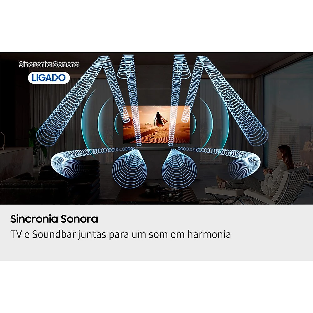 Smart TV Samsung 85" UHD 4K U8600F 2025 + Soundbar Samsung Série Q com 3.1.2 canais HW-Q600H Bivolt