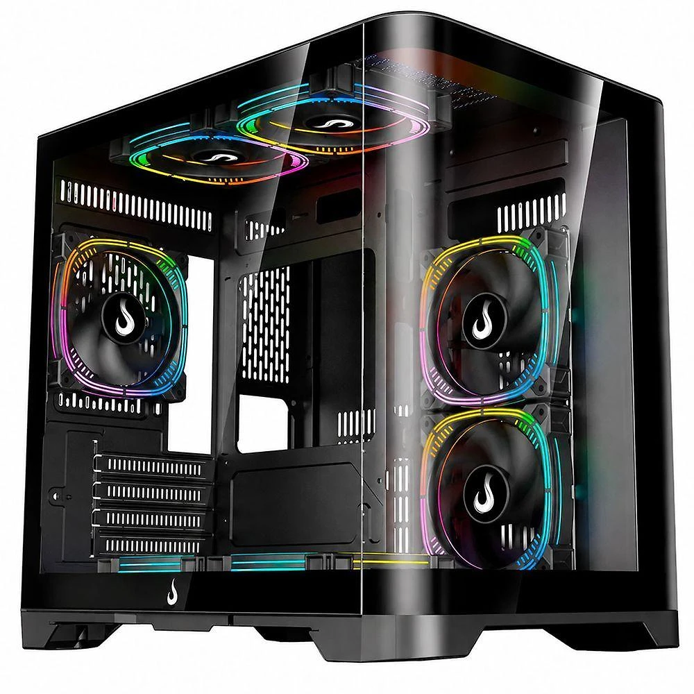 Gabinete Gamer RM-GA-GC-FB Mid Tower M-ATX ITX Vidro Temperado Preto Rise Mode