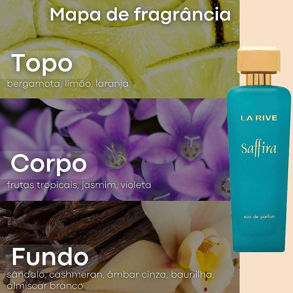 Perfume Saffira Feminino Eau de Parfum Floral Âmbar 90ML