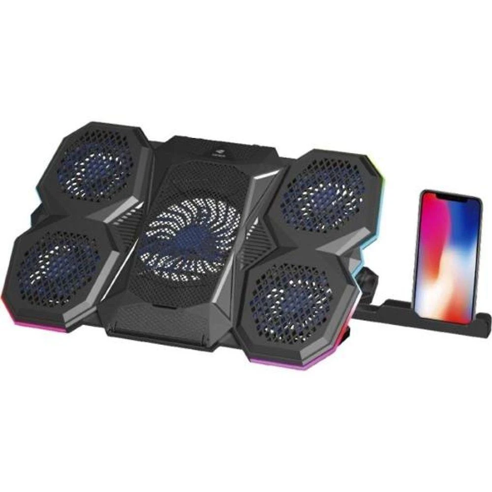 Suporte para Notebook NBC-300BK com 5 Coolers Fan e Iluminação RGB Lateral Preto C3tech