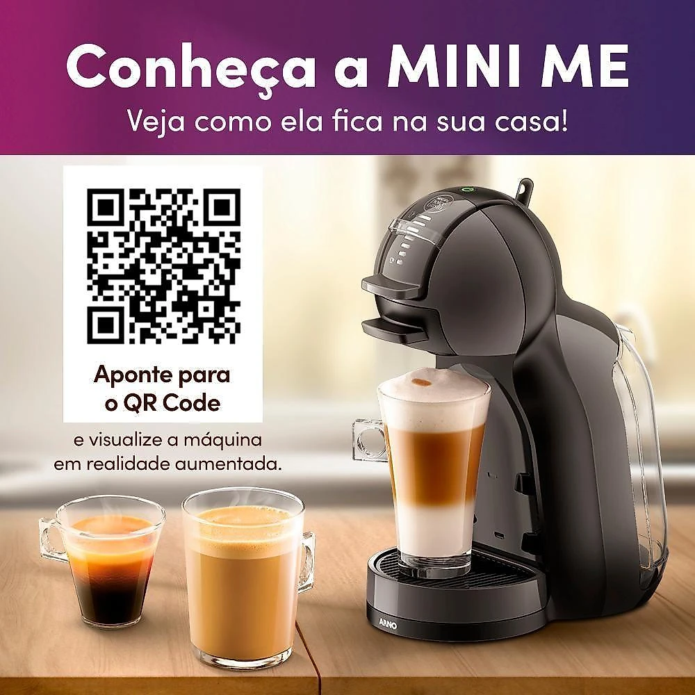 Kit Cafeteira Dolce Gusto Mini Me Preta com 30 Unidades para Bebidas em Cápsulas 220V