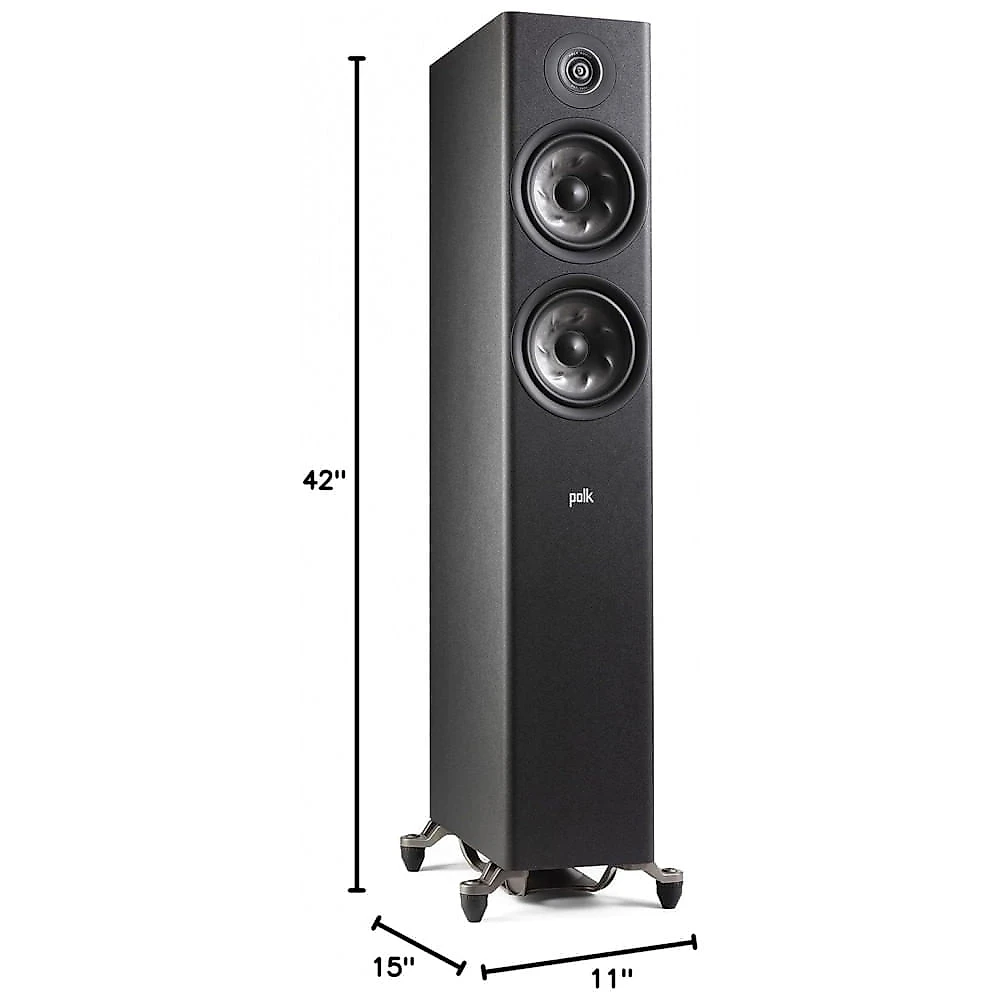 Caixa de som torre Polk Audio Reserve R600 preta para home theater estéreo 200W
