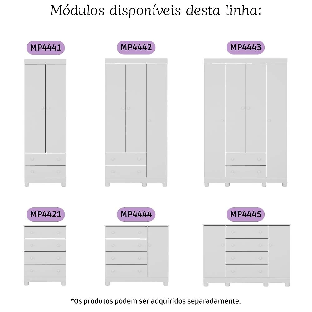 Quarto de Bebê Completo com Berço Americano 3 em 1 Colchão Incluso Allegra Multimóveis MP4598 Branco