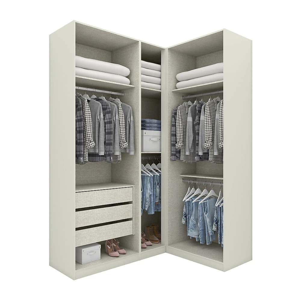 Guarda Roupa Modulado De Canto 5 Portas 3 Gavetas Bellagio Casa 812 Areia HP