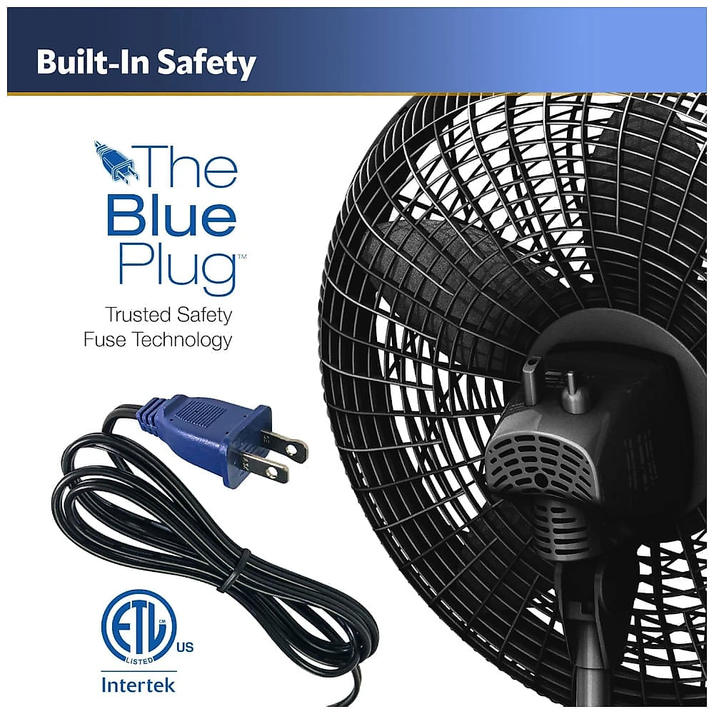 Ventilador Pedestal Oscilante com Altura Ajustável, Controle Remoto, Temporizador e 3 Velocidades, 110V 60W, Lasko, Preto 110v