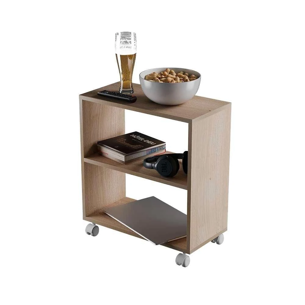 Mesa de Apoio Valencia Retangular MDF Plástico 50CM Freijó Mercado das Prateleiras