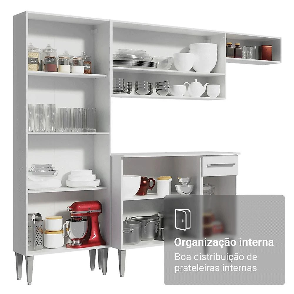 Armário de cozinha completa 293cm branco emilly madesa 09