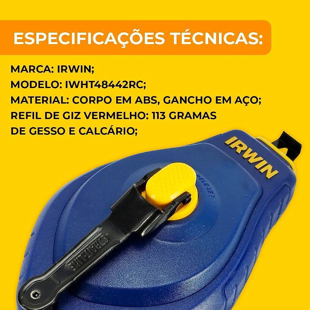 Kit Giz Carretel Linha C- Marcador 30m Vermelho Iwht48442rc - Irwin